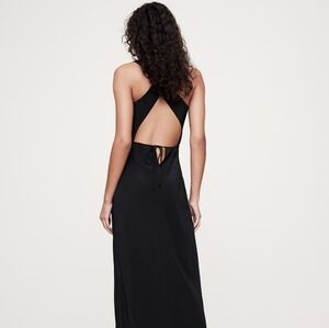 BANANA REPUBLIC MATTE SILK COWL-NECK BACKLESS MAXI DRESS